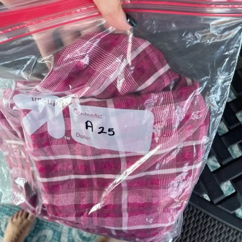 Madewell Fuchsia Plaid Puff Sleeve Blouse Top‎ - Size XS